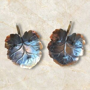 2 Vintage Mid Century Modern Metal Leaf Design Candy Dishes